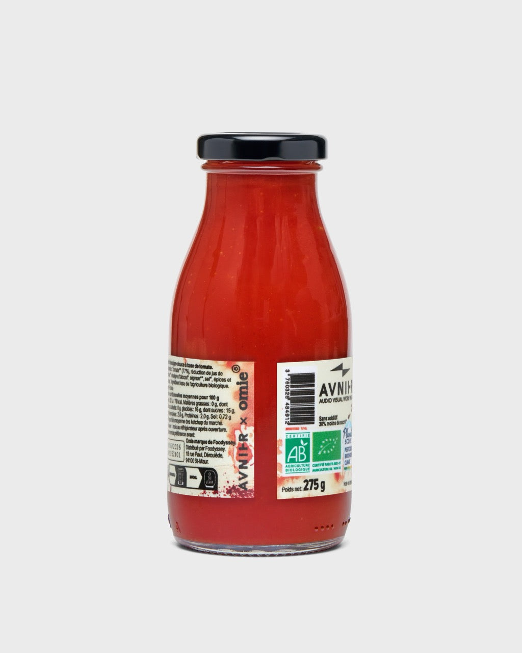 Ketchup Avnier x Omie édition Horror Movies, ingrédients français et recette naturelle, vue de dos.