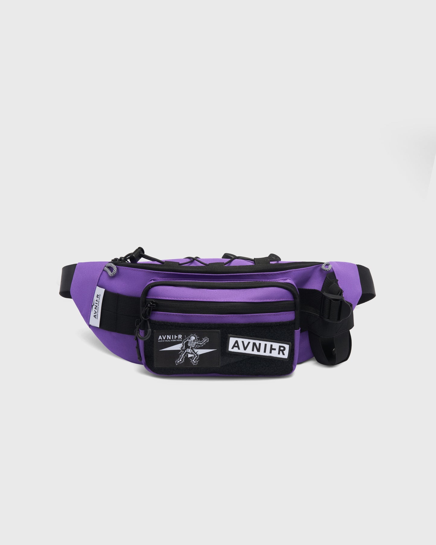 Sacoche OMNI PACK BELT BAG AVNIER violet, vue de face avec patch velcro AVNIER fixé sur le panneau frontal. - violet