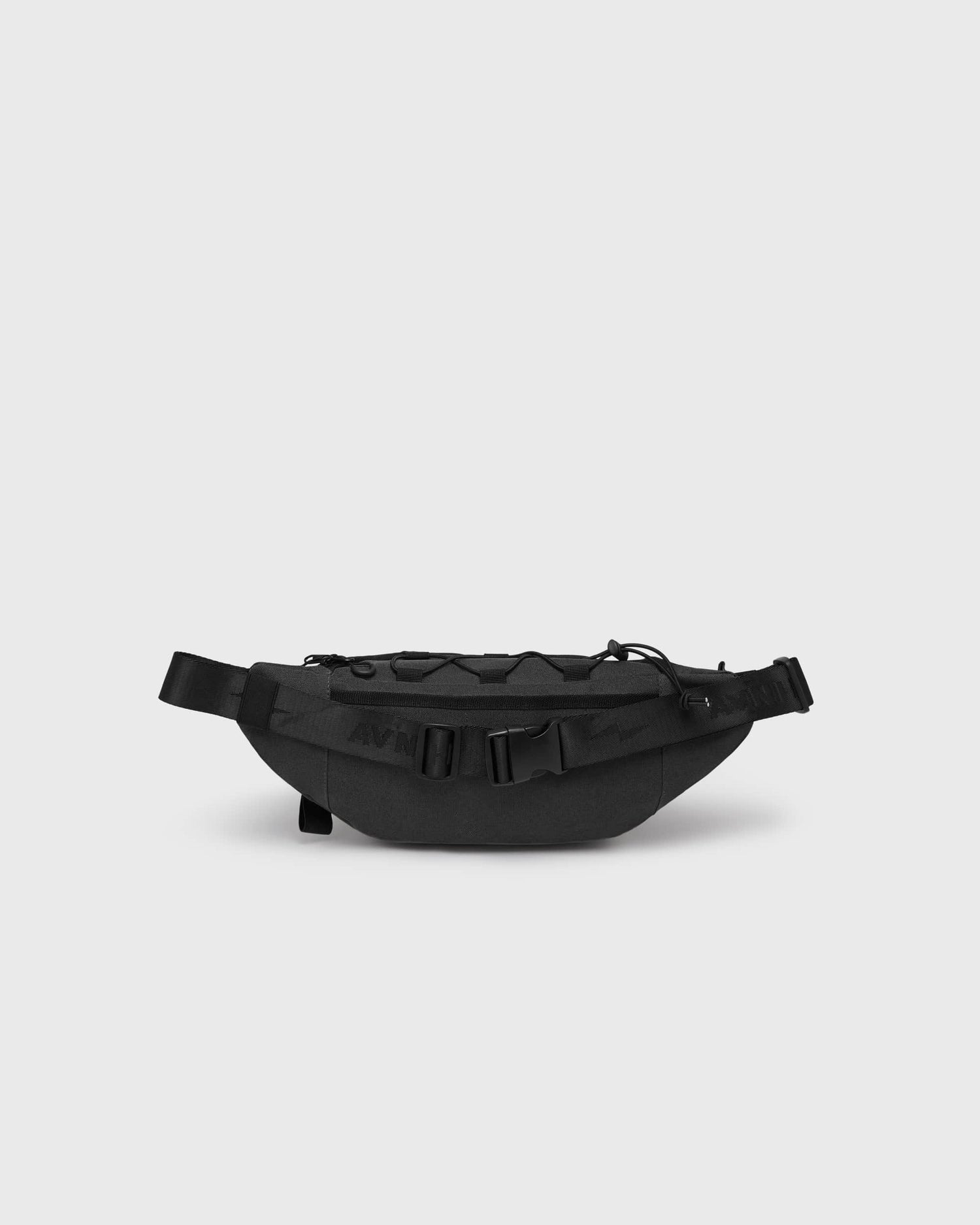 Vue arrière de la banane noire Avnier, sangle ajustable et détails robustes. - noir