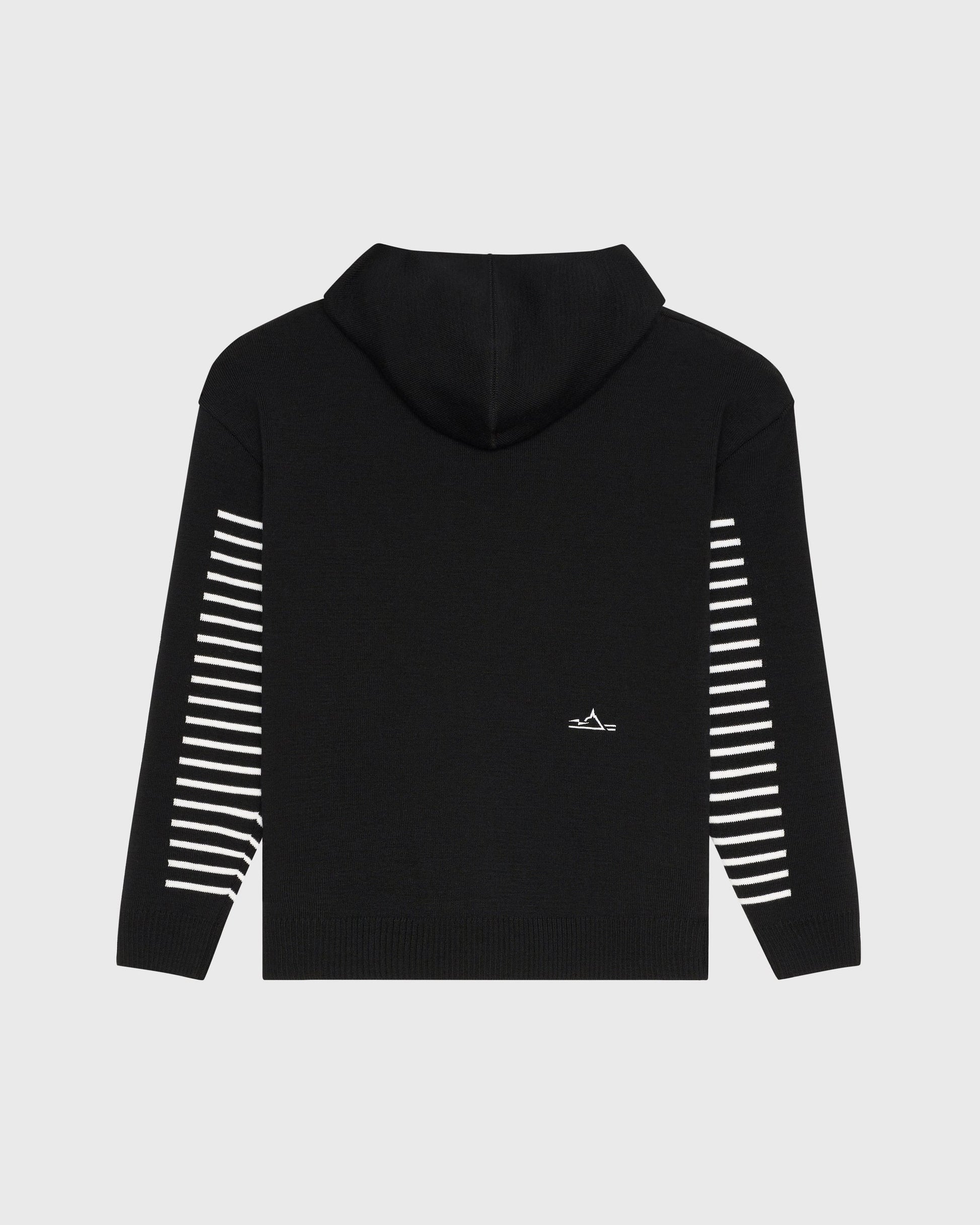 Dos du hoodie Kobourg AVNIER × Saint James, maille épaisse en laine vierge et broderie Mont signature.