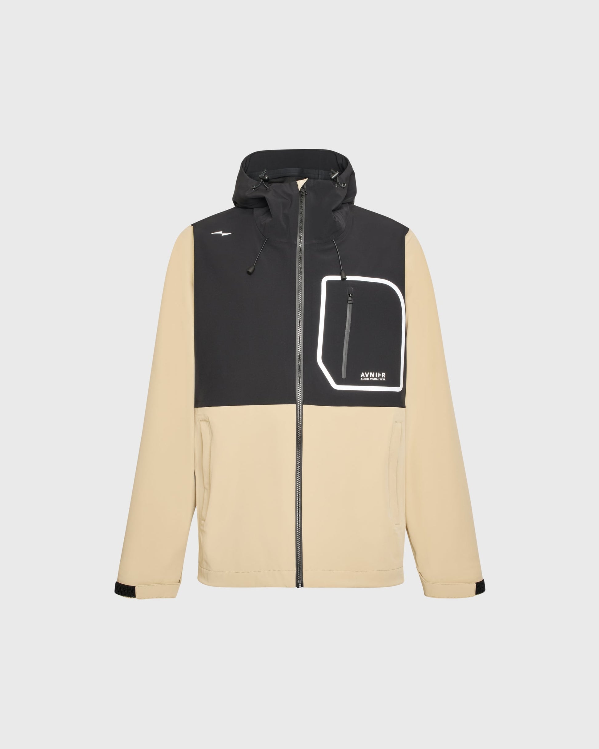 Veste Avnier Hardshell Interlude beige, imperméable et coupe-vent, conçue pour un usage professionnel audiovisuel. - beige